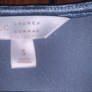 Lauren Conrad Blue Faux Velvet Wrap Top Long Sleeve